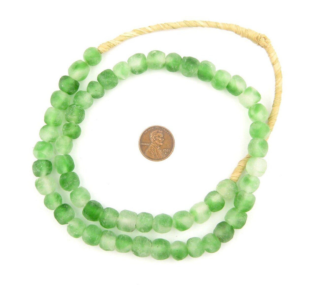The Bead Chest African Recycled Glass Beads, 11mm - Full Strand Eco-Friendly Fair Trade Sea Glass Beads from Ghana Handmade Ethnic Round Spherical Tribal Boho Krobo Spacer Beads